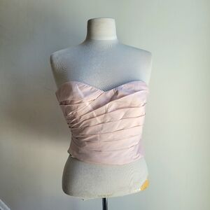 NWOT MONIQUE LHUILLIER  Strapless Pleated Satin Bustier Top Blush Pink Size 6 M